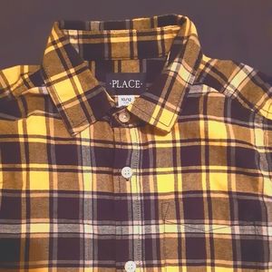 Boys plaid button up, roll up sleeves